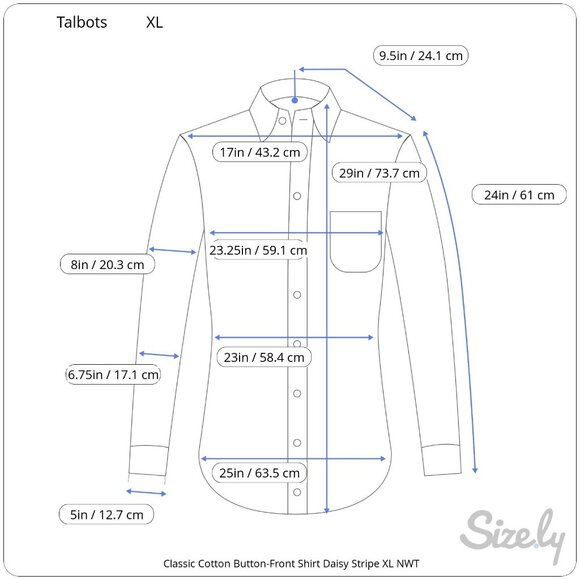 Talbots Classic Cotton Button-Front Shirt Daisy Stripe XL NWT - Picture 9 of 9